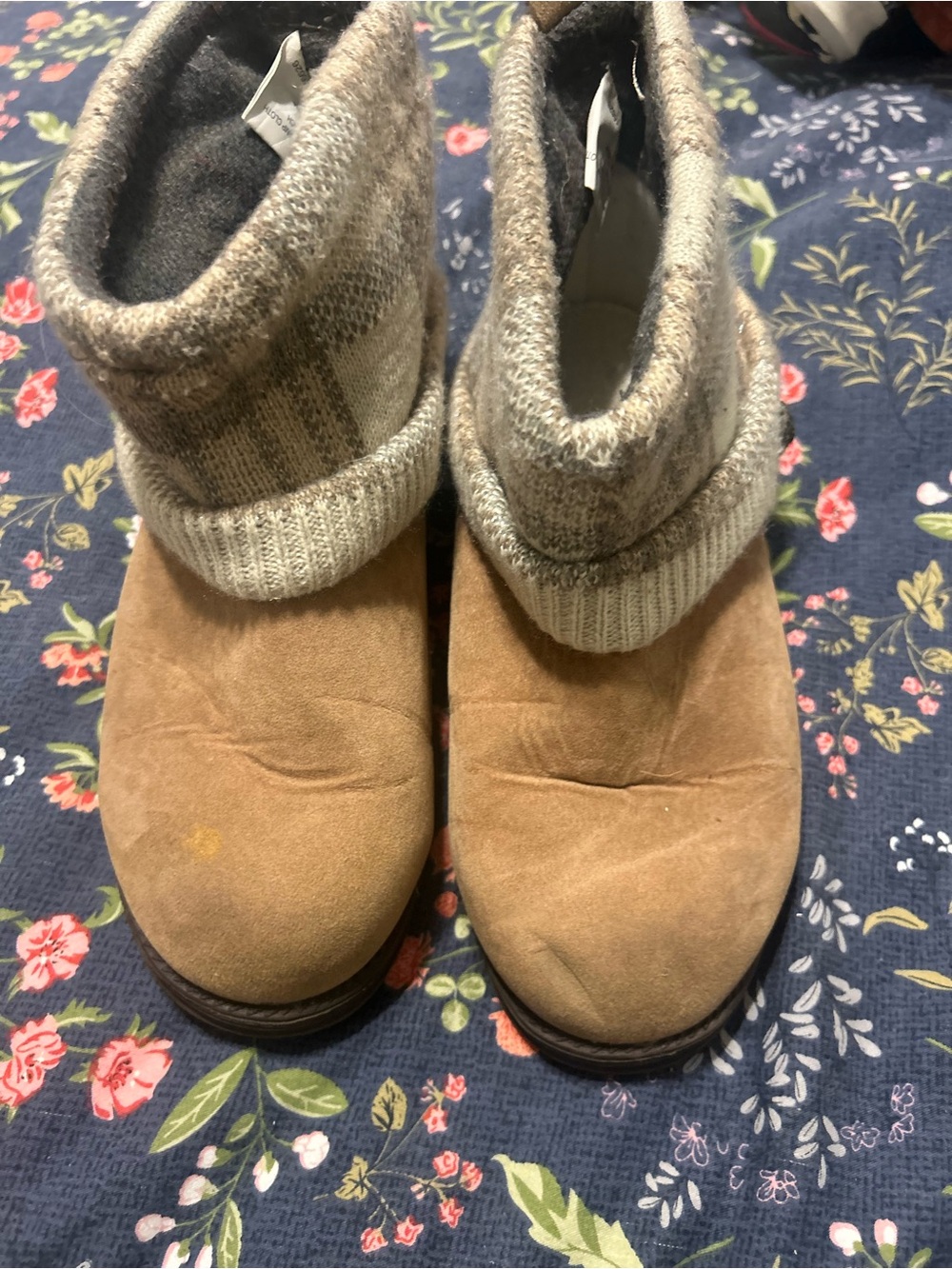 Mike Luke Brown Suede Cozy Cuff Booties